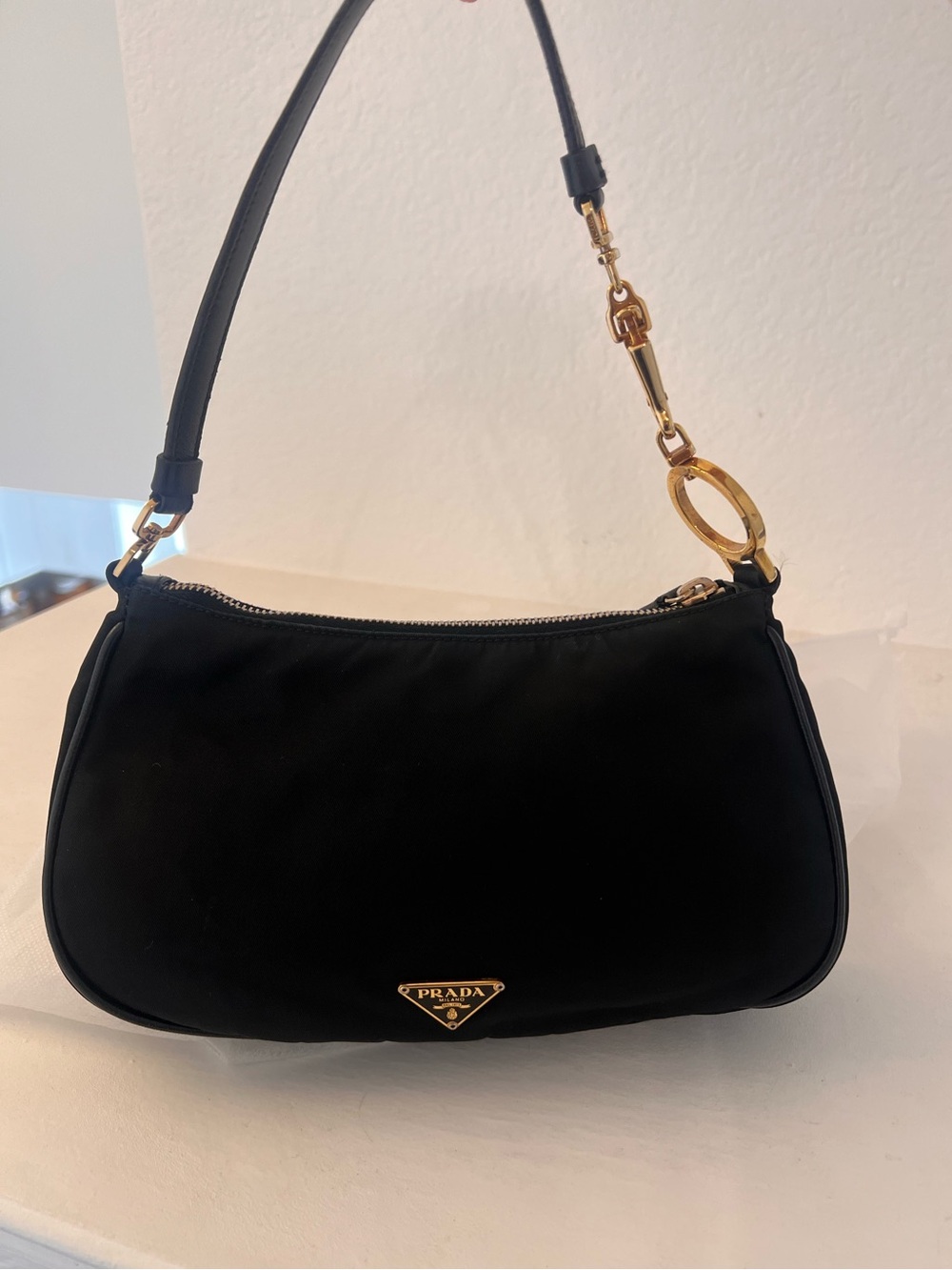 Authentic Prada Black Nylon Mini Shoulder Bag with Gold Hardware - Picture 3 of 14